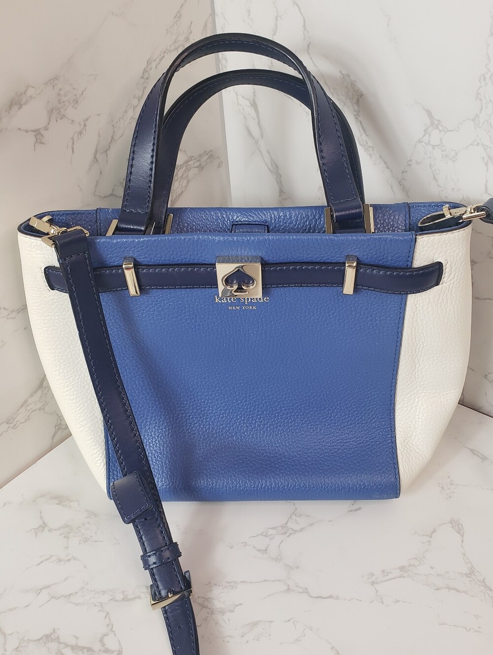 KATE SPADE Houston Street 2-Tone Satchel/Crossbody Blue & White